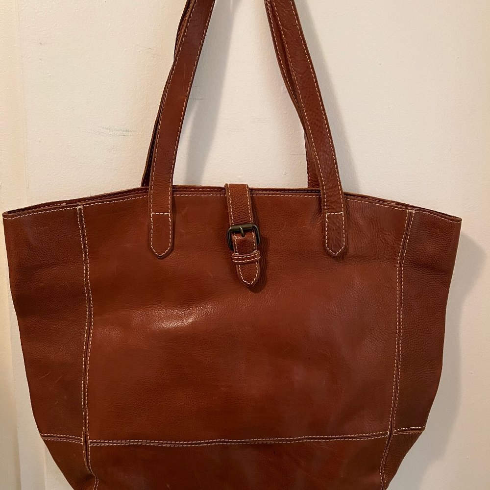 Fat Face Olivia leather tote brown